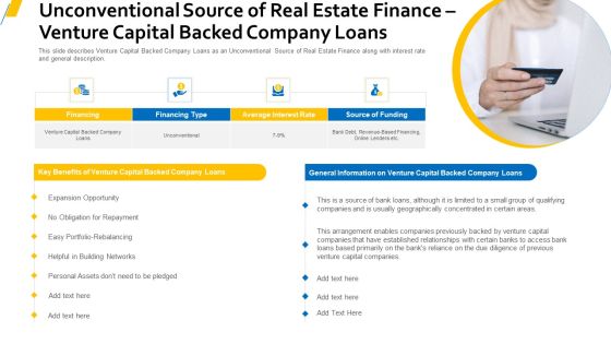 Unconventional Source Of Real Estate Finance Venture Capital Backed Company Loans Formats PDF Unconventional Source Of Real Estate Finance Venture Capital Backed Company Loans Formats PDF
