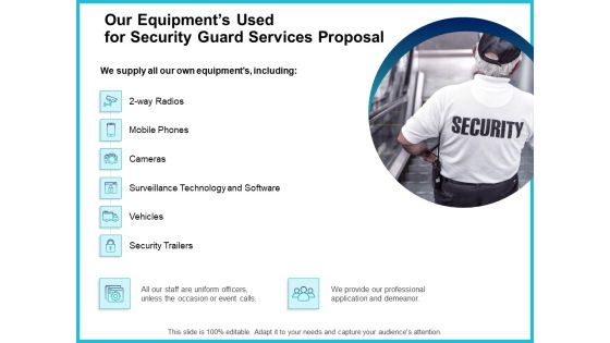 Uniformed Security Our Equipments Used For Security Guard Services Proposal Template PDF Uniformed Security Our Equipments Used For Security Guard Services Proposal Template PDF