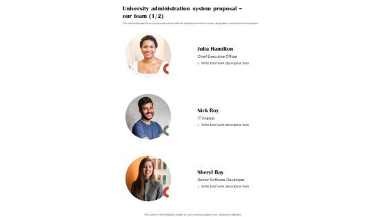University Administration System Proposal Our Team One Pager Sample Example Document University Administration System Proposal Our Team One Pager Sample Example Document