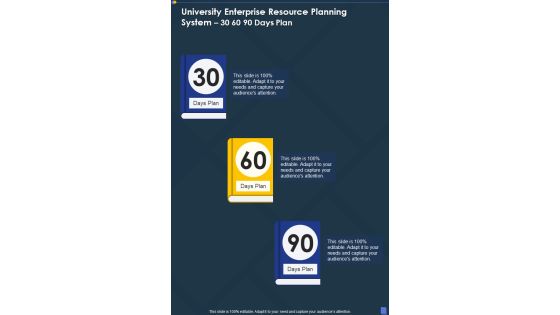 University Enterprise Resource Planning System 30 60 90 Days Plan One Pager Sample Example Document University Enterprise Resource Planning System 30 60 90 Days Plan One Pager Sample Example Document