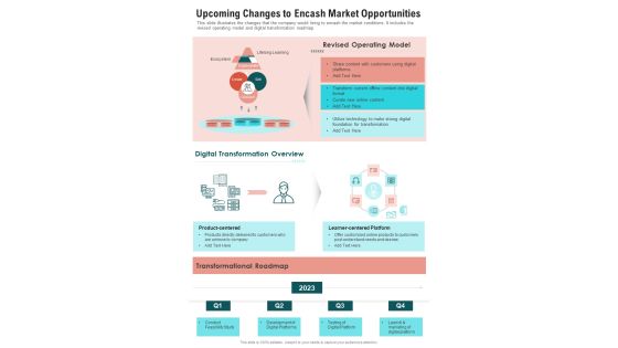 Upcoming Changes To Encash Market Opportunities One Pager Documents