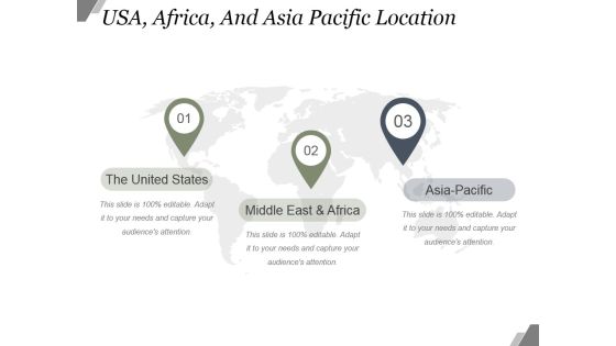 Usa Africa And Asia Pacific Location Ppt PowerPoint Presentation Graphics