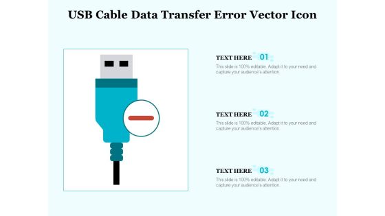 Usb Cable Data Transfer Error Vector Icon Ppt PowerPoint Presentation Infographics Influencers PDF