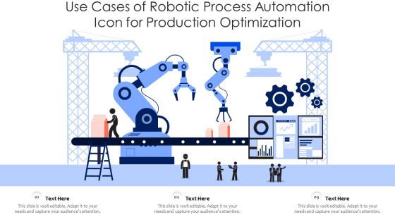 Use Cases Of Robotic Process Automation Icon For Production Optimization Ppt PowerPoint Presentation File Visuals PDF