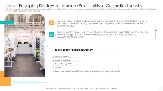 Use Of Engaging Displays To Increase Profitability In Cosmetics Industry Portrait PDF Use Of Engaging Displays To Increase Profitability In Cosmetics Industry Portrait PDF