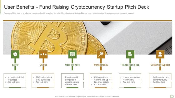 User Benefits Fund Raising Cryptocurrency Startup Pitch Deck Designs PDF User Benefits Fund Raising Cryptocurrency Startup Pitch Deck Designs PDF