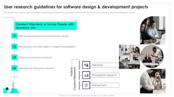 User Research Guidelines For Software Design And Development Projects Playbook For Software Engineers Template PDF User Research Guidelines For Software Design And Development Projects Playbook For Software Engineers Template PDF