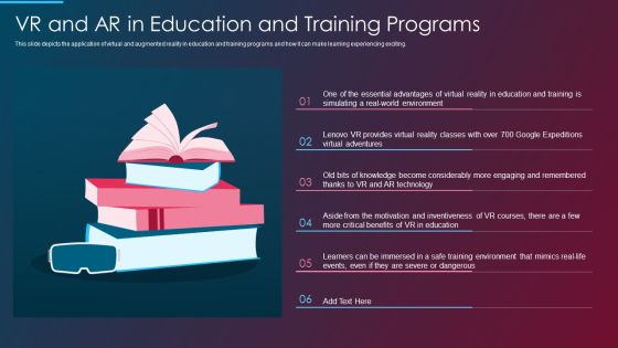 VR And AR IT VR And AR In Education And Training Programs Ppt Ideas Topics PDF VR And AR IT VR And AR In Education And Training Programs Ppt Ideas Topics PDF