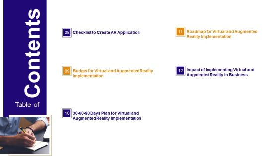 VR And AR Technology Table Of Contents Slide Ppt PowerPoint Presentation Gallery Ideas PDF VR And AR Technology Table Of Contents Slide Ppt PowerPoint Presentation Gallery Ideas PDF