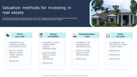 Valuation Methods For Investing In Real Estate Mockup PDF Valuation Methods For Investing In Real Estate Mockup PDF