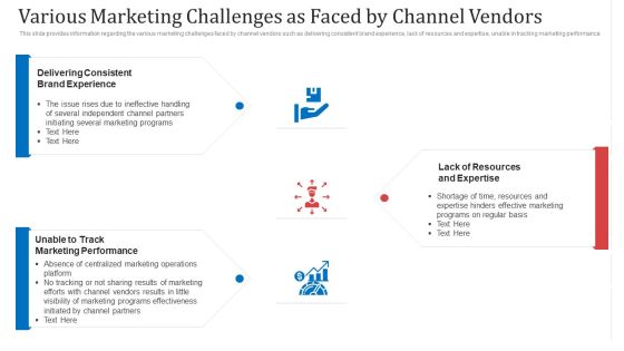 Various Marketing Challenges As Faced By Channel Vendors Ppt Layouts Format Ideas PDF Various Marketing Challenges As Faced By Channel Vendors Ppt Layouts Format Ideas PDF