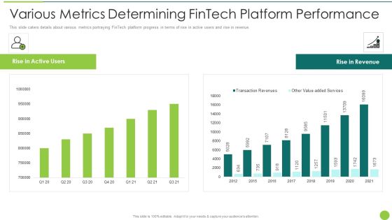 Various Metrics Determining Fintech Platform Performance Infographics PDF