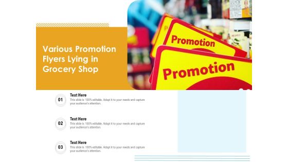 Various Promotion Flyers Lying In Grocery Shop Ppt PowerPoint Presentation Gallery Template PDF Various Promotion Flyers Lying In Grocery Shop Ppt PowerPoint Presentation Gallery Template PDF