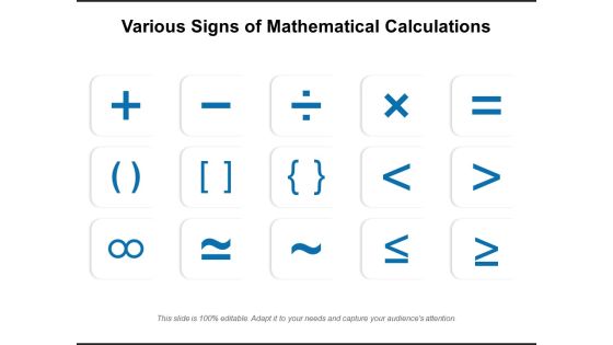 Various Signs Of Mathematical Calculations Ppt PowerPoint Presentation Gallery Information PDF Various Signs Of Mathematical Calculations Ppt PowerPoint Presentation Gallery Information PDF