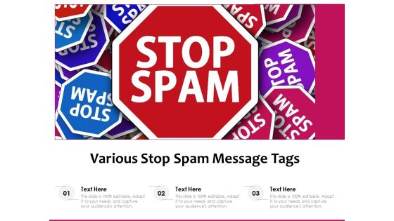 Various Stop Spam Message Tags Ppt PowerPoint Presentation File Skills PDF