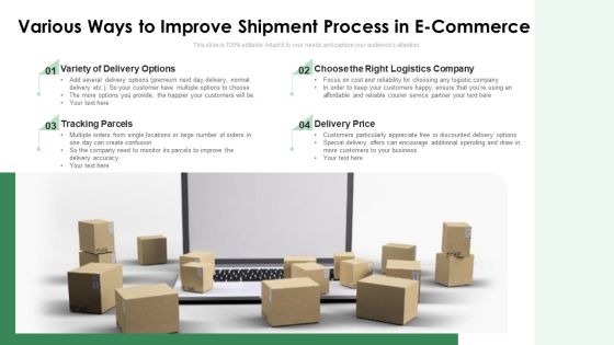 Various Ways To Improve Shipment Process In E Commerce Ppt Styles Master Slide PDF