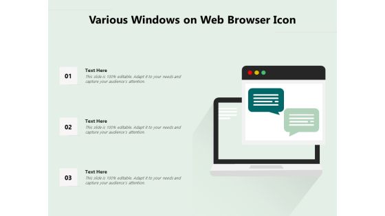 Various Windows On Web Browser Icon Ppt PowerPoint Presentation File Deck PDF