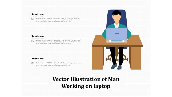 Vector Illustration Of Man Working On Laptop Ppt PowerPoint Presentation Gallery Graphics Template PDF