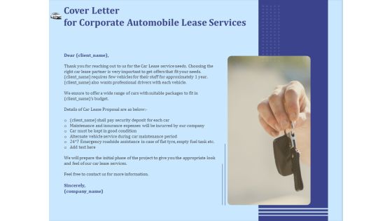 Vehicle Leasing Cover Letter For Corporate Automobile Lease Services Summary PDF Vehicle Leasing Cover Letter For Corporate Automobile Lease Services Summary PDF