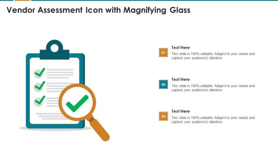 Vendor Assessment Icon With Magnifying Glass Slides PDF Vendor Assessment Icon With Magnifying Glass Slides PDF