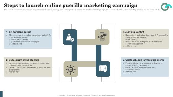 Viral Marketing Techniques To Increase Annual Business Sales Steps To Launch Online Guerilla Marketing Campaign Clipart PDF
