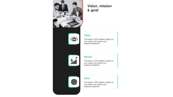 Vision Mission And Goal Proposal For Cargo Inspection Software Package One Pager Sample Example Document Vision Mission And Goal Proposal For Cargo Inspection Software Package One Pager Sample Example Document