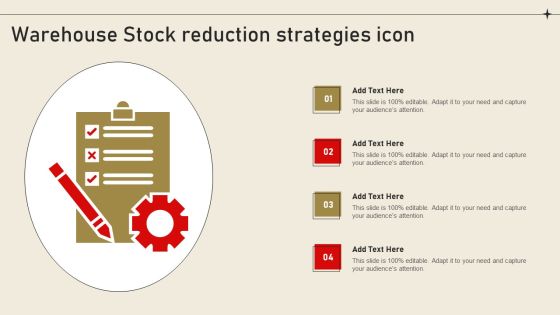 Warehouse Stock Reduction Strategies Icon Formats PDF Warehouse Stock Reduction Strategies Icon Formats PDF