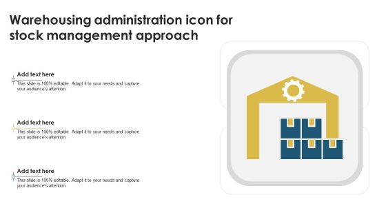 Warehousing Administration Icon For Stock Management Approach Brochure PDF Warehousing Administration Icon For Stock Management Approach Brochure PDF