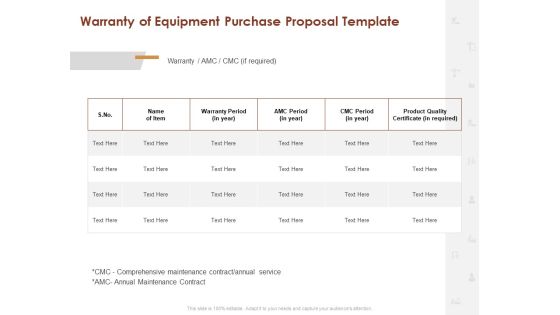 Warranty Of Equipment Purchase Proposal Template Ppt Show Graphic Images PDF Warranty Of Equipment Purchase Proposal Template Ppt Show Graphic Images PDF