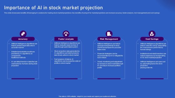 Ways Artificial Intelligence Is Transforming Finance Sector Importance Of AI In Stock Market Projection Icons PDF Ways Artificial Intelligence Is Transforming Finance Sector Importance Of AI In Stock Market Projection Icons PDF