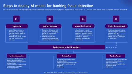 Ways Artificial Intelligence Is Transforming Finance Sector Steps To Deploy AI Model For Banking Fraud Brochure PDF Ways Artificial Intelligence Is Transforming Finance Sector Steps To Deploy AI Model For Banking Fraud Brochure PDF
