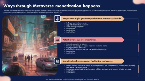 Ways Through Metaverse Monetization Happens Ppt Infographic Template Good PDF Ways Through Metaverse Monetization Happens Ppt Infographic Template Good PDF
