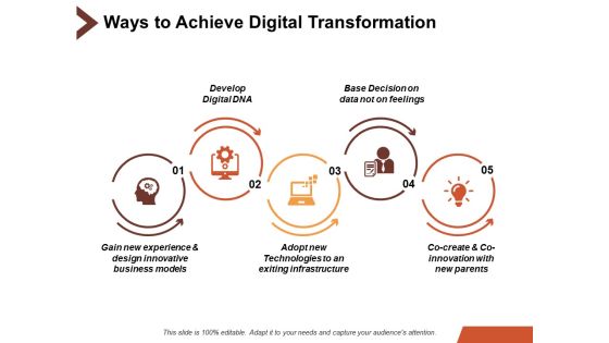 Ways To Achieve Digital Transformation Ppt PowerPoint Presentation Slides Example Introduction