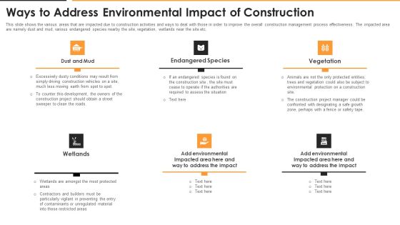 Ways To Address Environmental Impact Of Construction Elements PDF Ways To Address Environmental Impact Of Construction Elements PDF