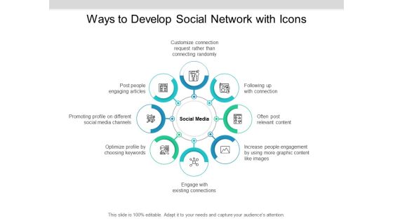 Ways To Develop Social Network With Icons Ppt PowerPoint Presentation Inspiration Examples