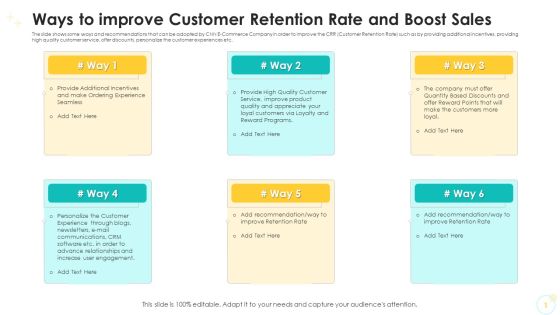 Ways To Improve Customer Retention Rate And Boost Sales Ppt Portfolio Layout Ideas PDF