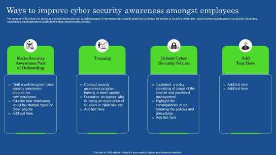 Ways To Improve Cyber Security Awareness Amongst Employees Elements PDF Ways To Improve Cyber Security Awareness Amongst Employees Elements PDF