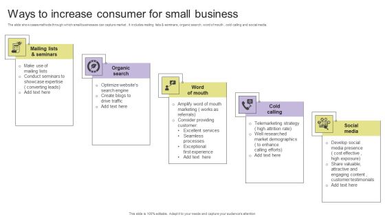 Ways To Increase Consumer For Small Business Slides PDF Ways To Increase Consumer For Small Business Slides PDF