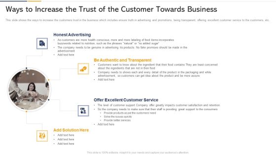 Ways To Increase The Trust Of The Customer Towards Business Ppt Outline Shapes PDF