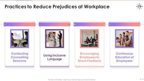 Ways To Minimize Prejudices At Workplace Training Ppt
