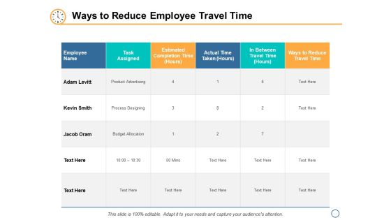 Ways To Reduce Employee Travel Time Ppt PowerPoint Presentation Styles Graphics Design Ways To Reduce Employee Travel Time Ppt PowerPoint Presentation Styles Graphics Design