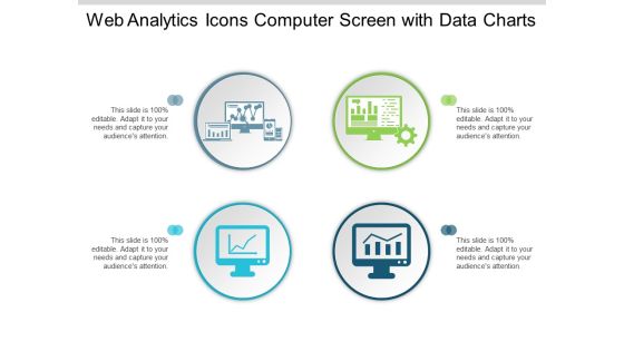 Web Analytics Icons Computer Screen With Data Charts Ppt PowerPoint Presentation Ideas Outline