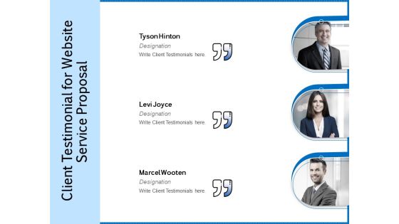 Web Design Template Client Testimonial For Website Service Proposal Diagrams PDF