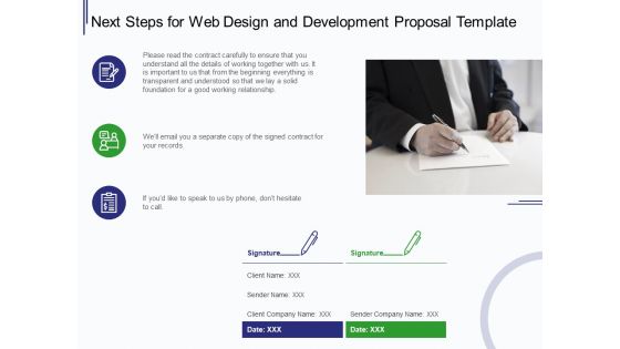 Web Development It And Design Next Steps For Web Design And Development Ppt Gallery Graphic Images PDF