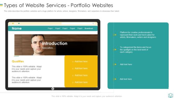Web Development Types Of Website Services Portfolio Websites Icons PDF Web Development Types Of Website Services Portfolio Websites Icons PDF