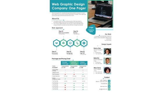 Web Graphic Design Company One Pager PDF Document PPT Template Web Graphic Design Company One Pager PDF Document PPT Template