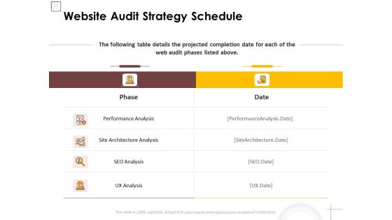 Website Audit Strategy Schedule Ppt PowerPoint Presentation Ideas Objects PDF