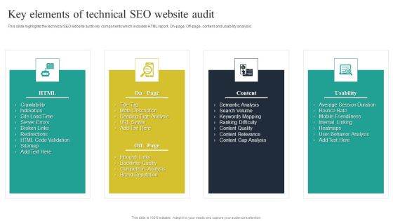 Website Audit To Increase Conversion Rate Key Elements Of Technical SEO Website Audit Professional PDF
