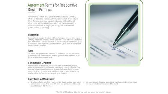 Website Design And Development Agreement Terms For Responsive Design Proposal Formats PDF
