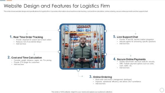 Website Design And Features For Logistics Firm Formats PDF Website Design And Features For Logistics Firm Formats PDF